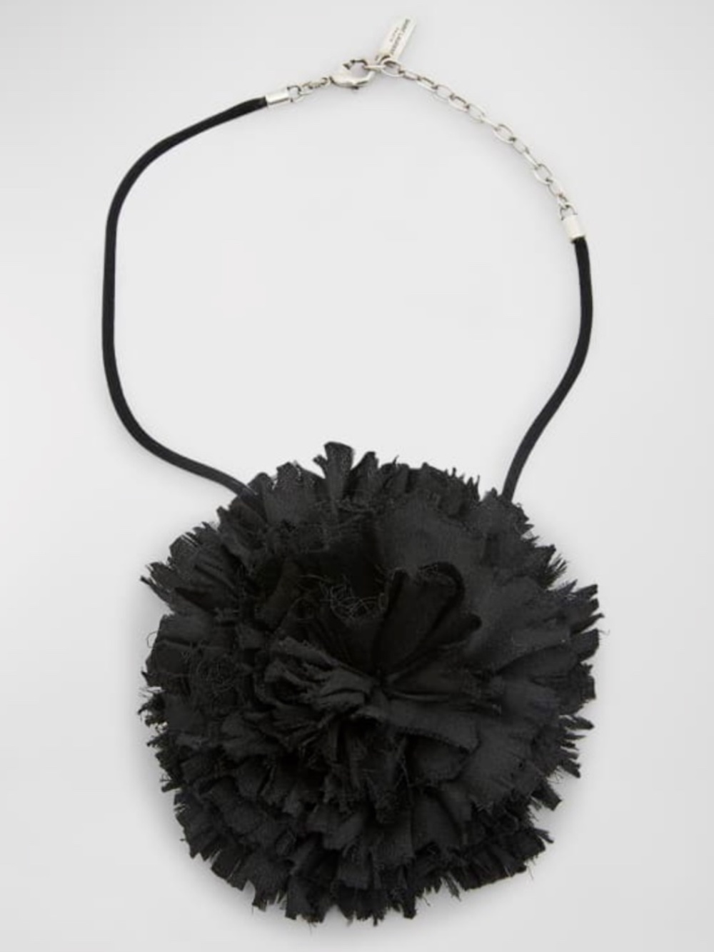 Saint Laurent YSL Crumpled Silk Flower Jet Rose Runway Choker Necklace